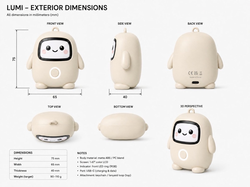 Exterior dimension drawing of Lumi